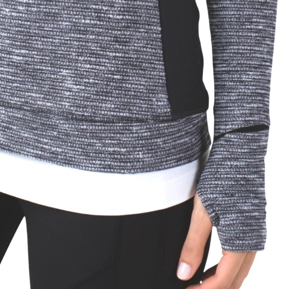 Lululemon Think Fast Long Sleeve Top Coco Pique Black/Black Fitted Running Sz 8 - Picture 4 of 12